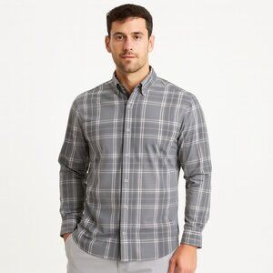 Under Armour Mens Fitted Shirt Gray Plaid Long Sleeve Button Down Size S